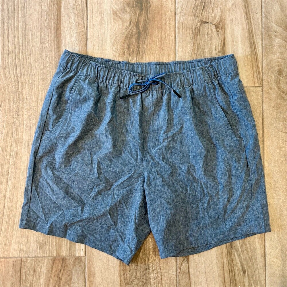 Eddie Bauer Men's Shorts XL Blue Pull-On Elastic Waist Drawstring Pockets